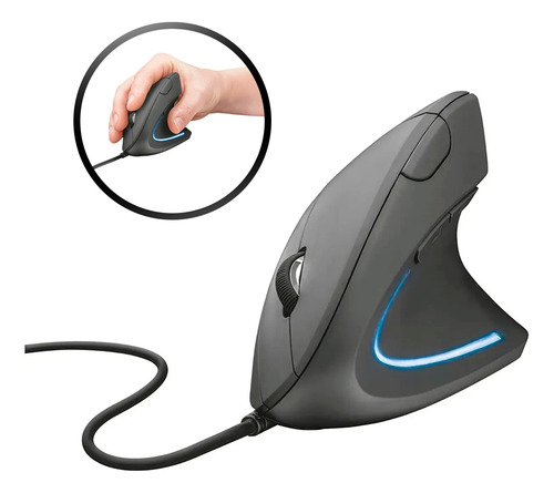 Mouse Gamer Vertical Ergonômico D5 Led 6 Botões Com Fio