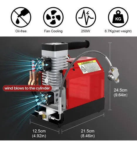Compresor De Aire Pcp Portátil Cs2, 4500 Psi/30 Mpa, Sin Ace
