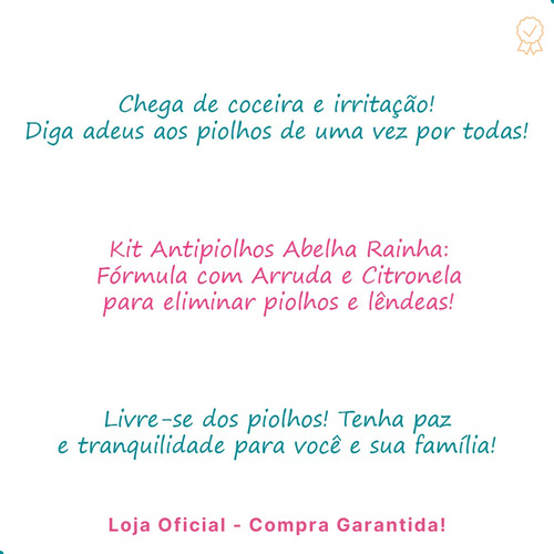 Mata Piolho Shampoo Piolhos E Lêndeas Abelha Rainha + Brinde