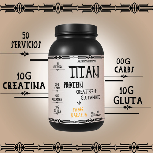 Cla + Carnitina 1kg Titan Suplements 100 Servs Pre Entreno Naranja