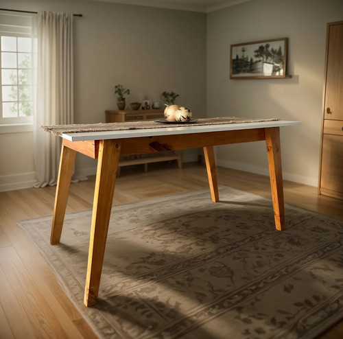 Juego Comedor Nórdico Mesa Escandinava 120 + 4 Sillas Tulum Blanco