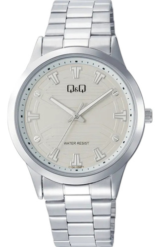 Reloj Q&q C10a-058py Men´s-acero Plateado Acero Blanco