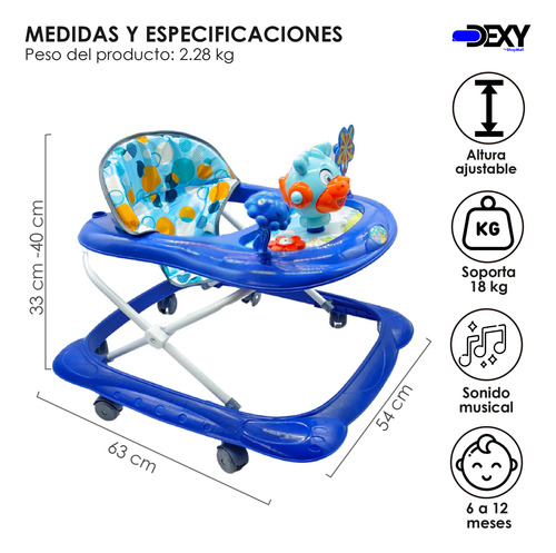 Andadera Para Bebé Con Tablero Musical Plegable Con Ruedas Azul