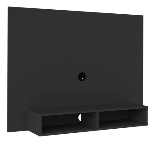 Mueble De Tv Panel Flotante Negro Con Repisa Negro