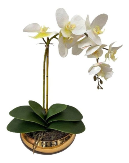 Arranjo De Orquídea Branca No Vaso Espelhado Dourado | Parcelamento sem  juros
