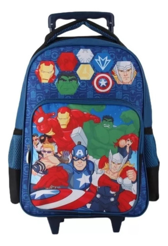 Mochila Con Ruedas Avengers Niño + Lonchera Estuche Escolar