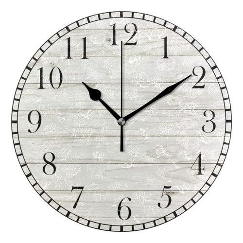 Reloj De Pared De Madera Blanca 9,5 Pulgadas Sin Tictac Relo