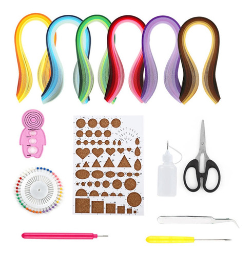 Imagem 1 de 12 de 14pcs Quilling Paper Tool Kit 600 Colorful Strips 8 Tools