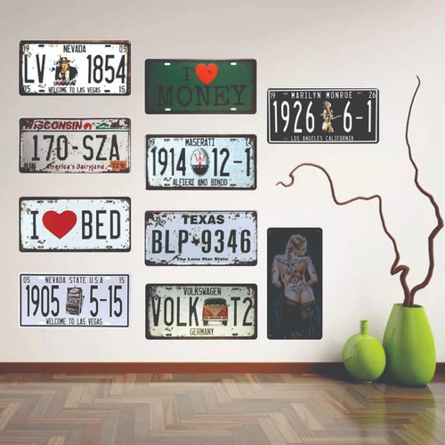 Imagen 4 de 10 de 3 Placas Poster Decorativos Metalicas Vintage 15x30 Retro