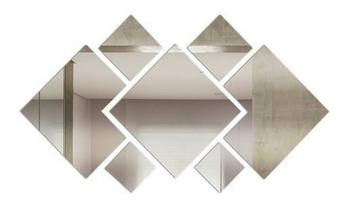 Imagem 1 de 3 de Espelho Acrilico Decorativo Quadrado 7 Peças 110x55 Cm