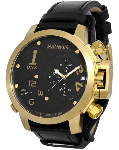 Relógio Masculino Magnum Couro Prova D´Agua MA31524B - Prata