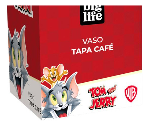Vaso Tapa Cafe Con Estuche Tom Y Jerry Licencia Color Blanco