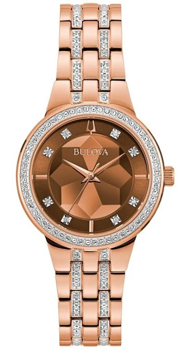 Relógio Bulova Feminino Phantom 98l266 Swarovski Cor Da Correia Ouro Rose Cor Do Bisel Ouro Rose Cor Do Fundo Capuccino / Marrom / Havana / Avelã