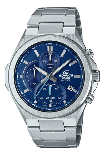 Reloj Casio Edifice Efb-700 Original Para Caballero E-watch Color de la correa Plateado Color del fondo Azul