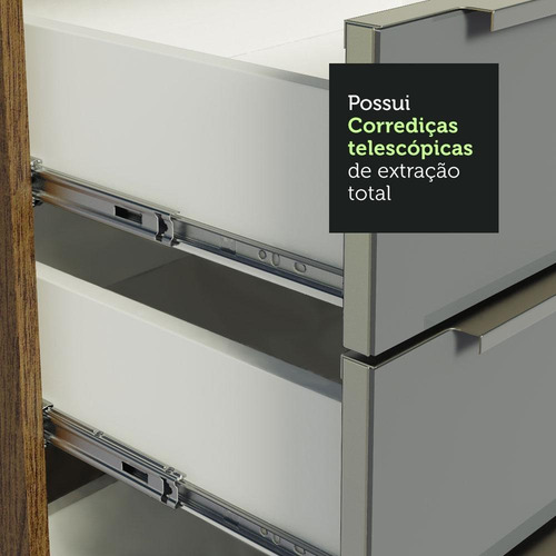 Armário De Cozinha Completa De Canto 546cm Rc Lux Madesa 05 Cor Rustic/Cinza