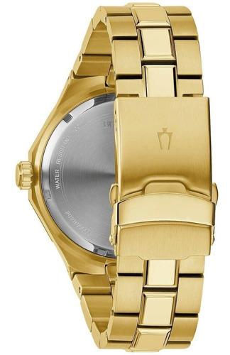 98d182 Reloj Bulova Clasico Octagonal Diamante 42mm Dorado Color del fondo Negro