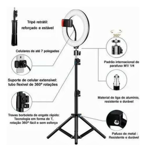 Ring Light R19 Rl18 80w 448 Leds 48cm + Sup Celular + Tripe