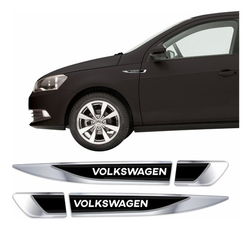 Par Emblema Volkswagen Gol Aplique Lateral Resinado Res33