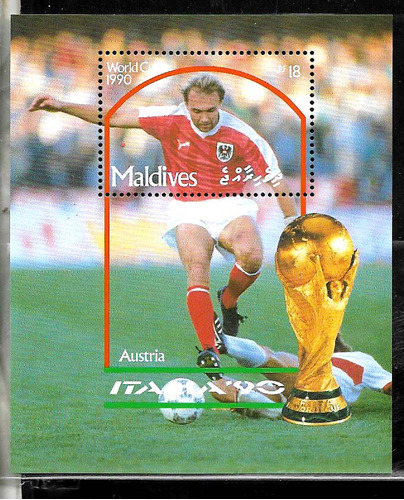 #9086 Maldives 1990 Futbol Mundial Italia 90s/hoja Bl171 Mnh