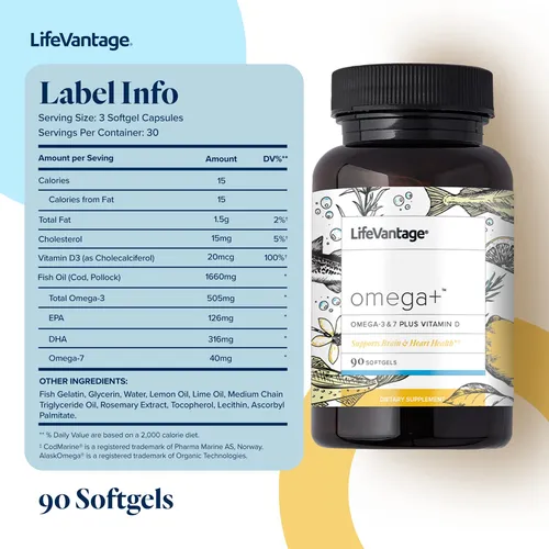 Lifevantage Suplemento Omega+, 90 Capsulas Blandas, Potente