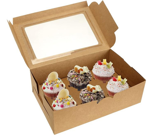 Paquete 50 Cajas Papel Para Cupcakes Con Inserto Y Soporte P