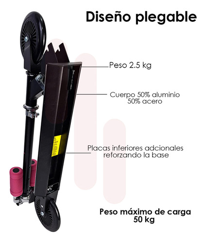 Scooter Patin Del Diablo Niños Altura Ajustable Iciqlo Color Rosa