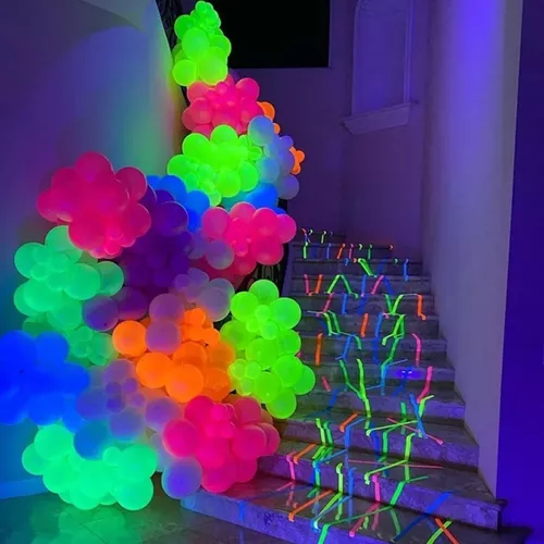 100 Globos Neon Fluorescentes #10 Fiestas Glow Batucada