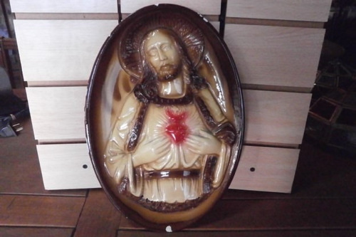 Figura Religiosa De Ceramica Del Sagrado Corazon