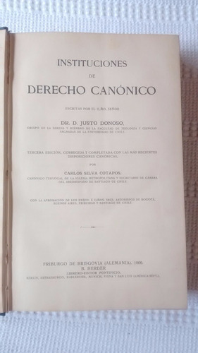 Imagen 3 de 3 de Instituciones Del Derecho Canonico Dr. D. Justo Donoso 1909