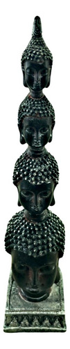 Figura Decorativa Mediana Totem Budas 27cm Meditar Zen Zn Ct