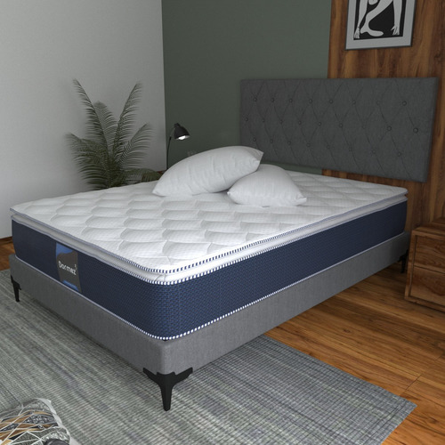Colchón Matrimonial Foam Antibacterial+ 2 Almohadas Confort Color Azul