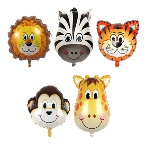 Imagem 1 de 2 de Balão Bexiga Metalizado Safari - Animais 12 Unidades 30/40