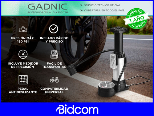 Bomba De Pie Gadnic Medidor 180 Psi Alta Presión Universal