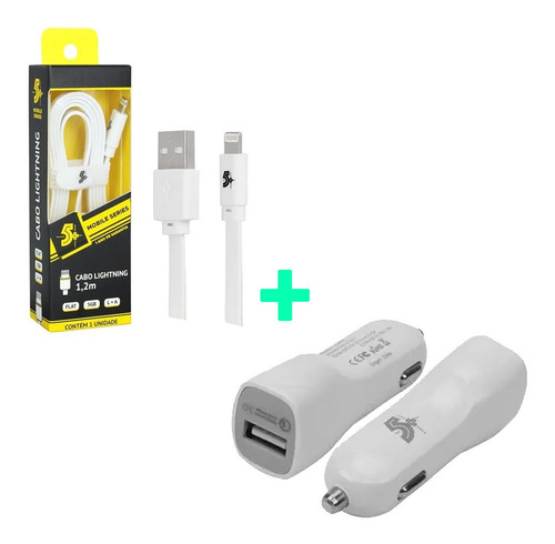 Cabo + Fonte Carro Para Carregar iPhone 5 6 7 8 11 12 13pro 