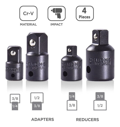 Redução De Chave De Soquete De 1/2 A 3/8 E 3/8 A 1/4
