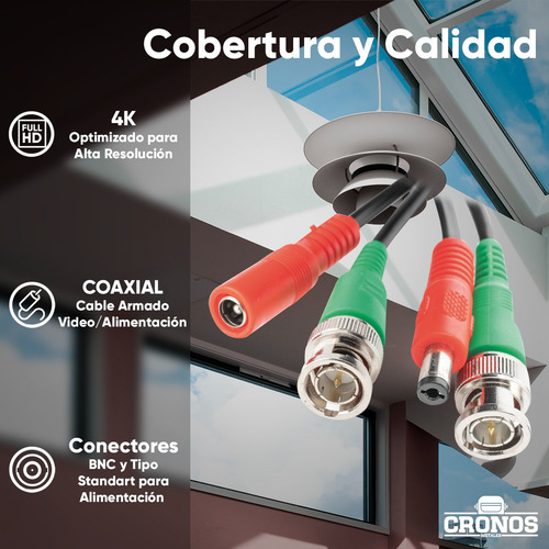 Cctv Kit 16 Cables Coaxial Bnc Video/energía De 20mts C/u