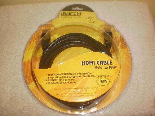 Cable Hdmi 5 Mts Hd V 1.4v 4k 3d 1080p 1080i  P24k Gold