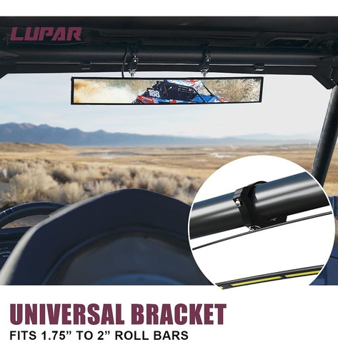 Imagen 5 de 7 de Espejo Retrovisor Luz Interior P/ Auto Jeep Utv 17.5 Inch