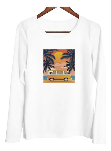 Remera Mujer Ml Vehiculos Camioneta Retro Palmera Playa