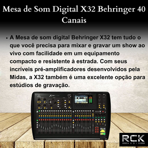 Mesa De Som Digital X32 Behringer 40 Canais + Garantia