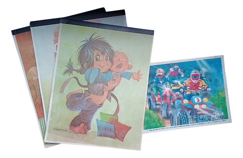Libretas Vintage 1980s Blocks Y Cuaderno Cuadro Grande 3 Pzs (Usado)