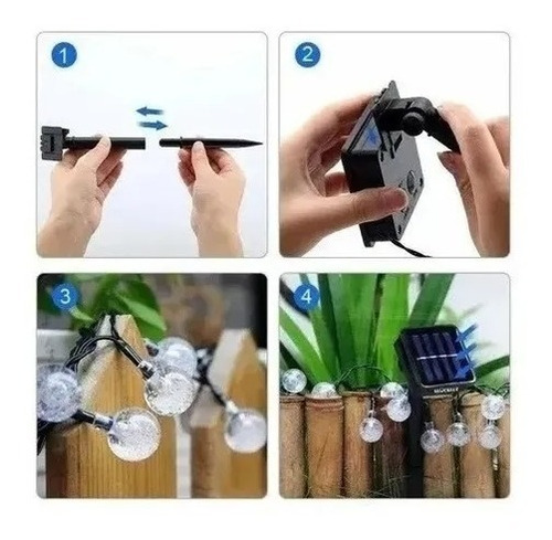 Imagen 3 de 4 de Serie Solar De Luces Navideñas Tipo Esfera Color Blanco Frio