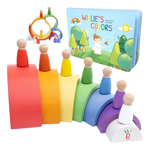 Juguetes De Madera Rainbow Stacking Toy Montessori Building 