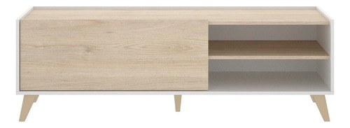 Mesa De Tv Genesis Roble Y Blanco Brillante Këssa Muebles