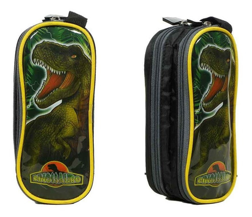 Imagem 2 de 8 de Mochila Escolar Vozz M4029 Dinossauro + Estojo 5 A 10 Anos