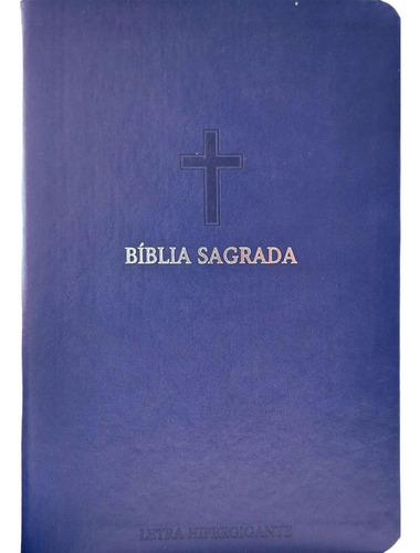 Bíblia Sagrada Arc Full Color Capa Pu Luxo Cruz Azul Pda Pjv Ped Mc Harpa Avivada E Corinhos Letra Hipergigante Cpp