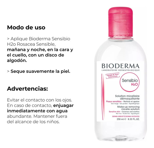 Agua Micelar Bioderma Sensibio H2o Rosacea Sensible 250ml
