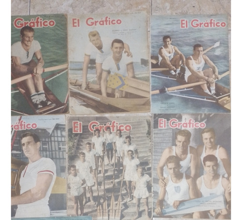 Lote De 8 Revistas - El Grafico - Años 50 - Tapa Canotaje