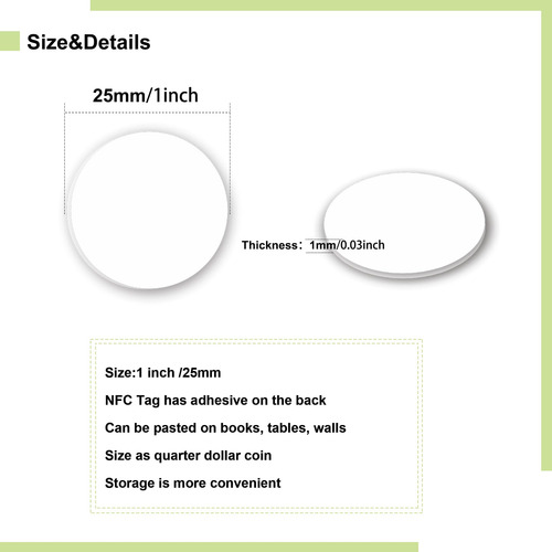 Etiquetas Nfc Tag Adhesivo 25mm Ntag215 Con Caja (x50u)