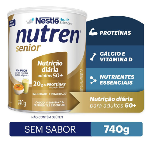 Kit 6x Nutren Senior Sem Sabor 740g Suplemento Em Pó Nestle